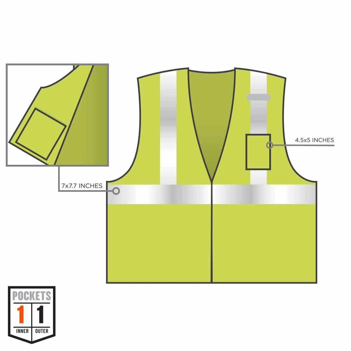 Ergodyne 21577 8256Z 2XL/3XL Lime Class 2 Self-Extinguishing Vest - Zipper - 5