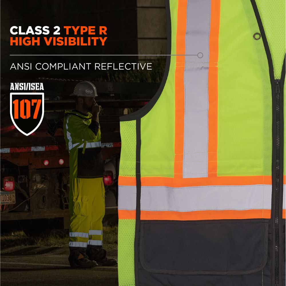 Ergodyne 23039 8251HDZBK 4XL/5XL Lime Hi Vis Safety Vest - 2