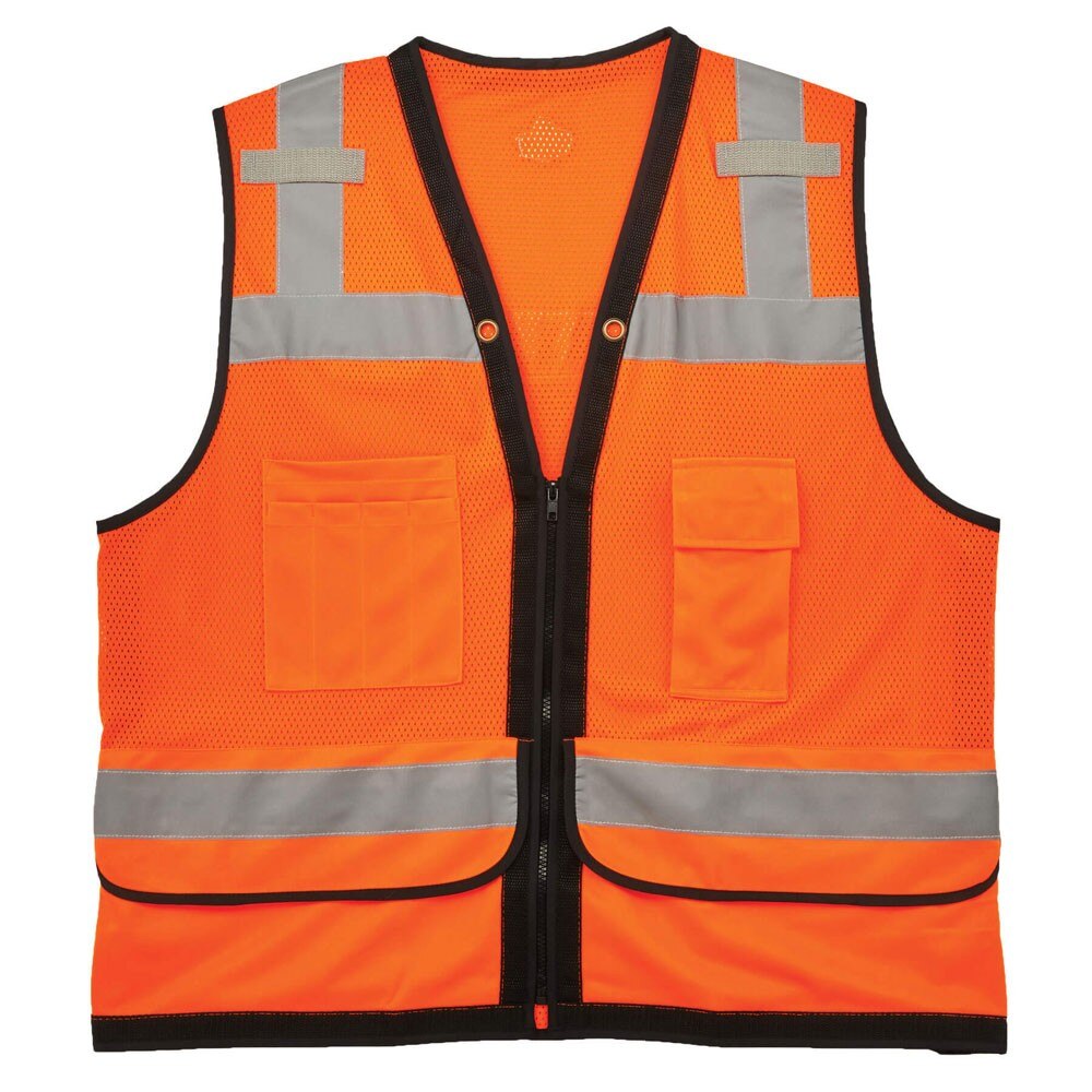 Ergodyne 23319 GloWear 8253HDZ Type R Class 2 Heavy-Duty Mesh Surveyors Vest, 4XL/5XL, HV Orange - 2