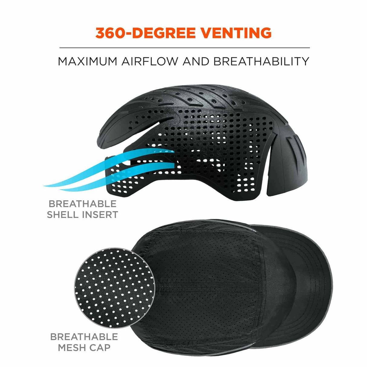 Ergodyne 23366 8955 Short Brim Black Lightweight Bump Cap Hat - 8