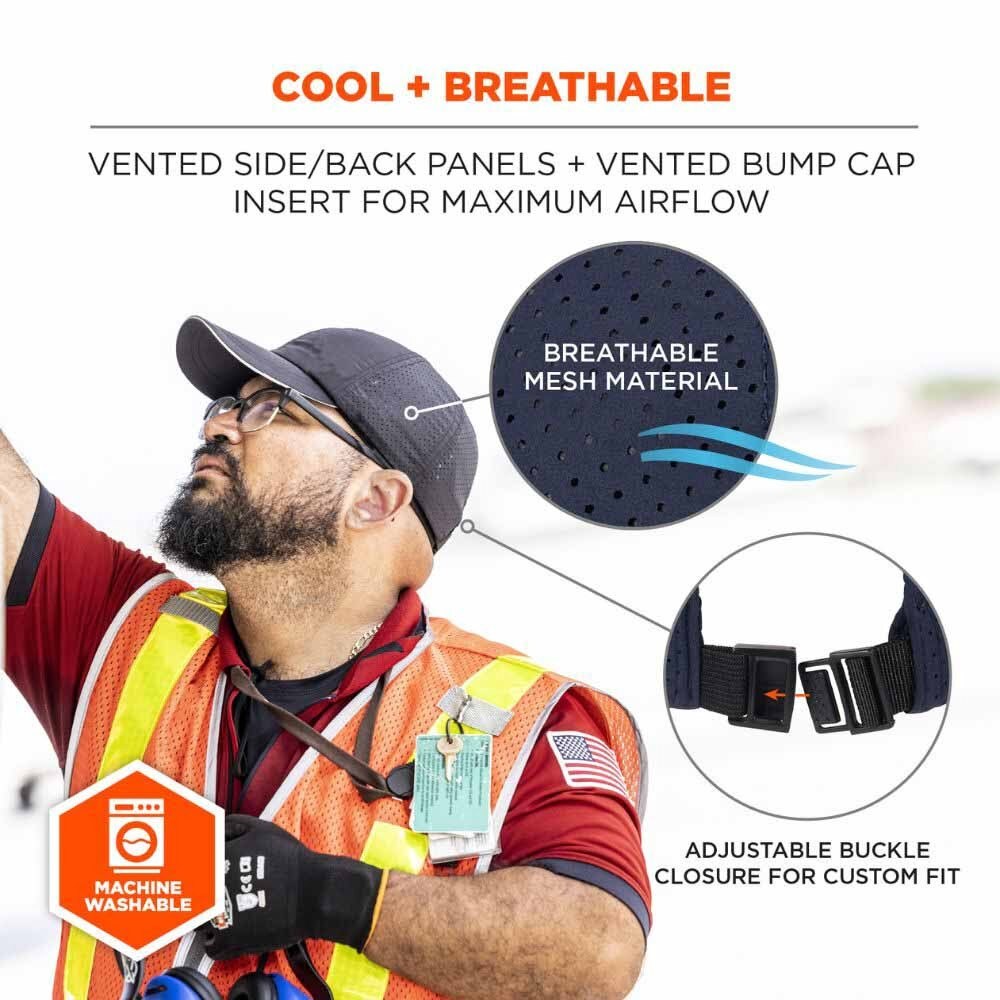 Ergodyne 23455 8947 XL/2XL Navy Lightweight Baseball Hat Bump Cap Insert - 4
