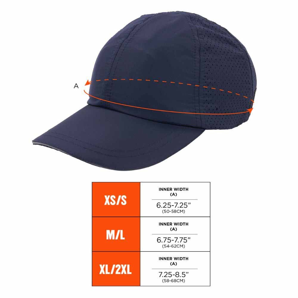 Ergodyne 23455 8947 XL/2XL Navy Lightweight Baseball Hat Bump Cap Insert - 10