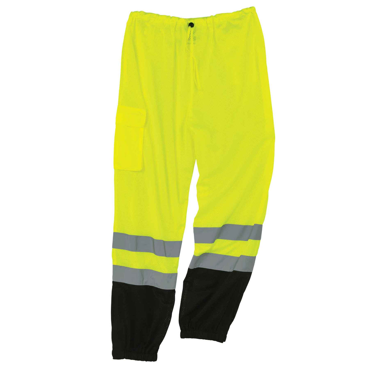 Ergodyne 23957 GloWear 8910BK Supplemental Class E Black Bottom Hi-Vis Pants, 2XL/3XL, HV Lime - 2