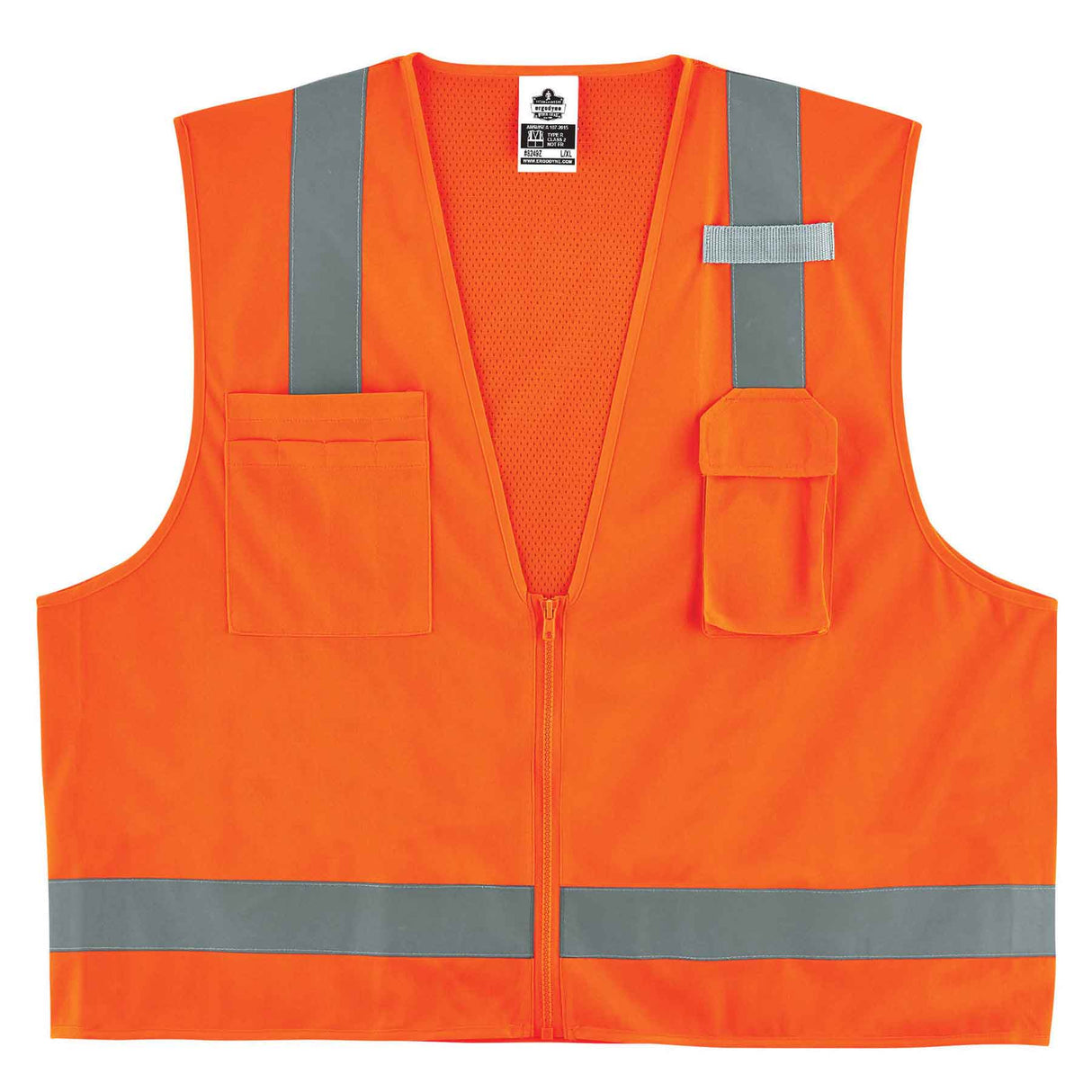 Ergodyne 24017 GloWear 8249Z Type R Class 2 Economy Surveyors Vest, 2XL/3XL, HV Orange - 2