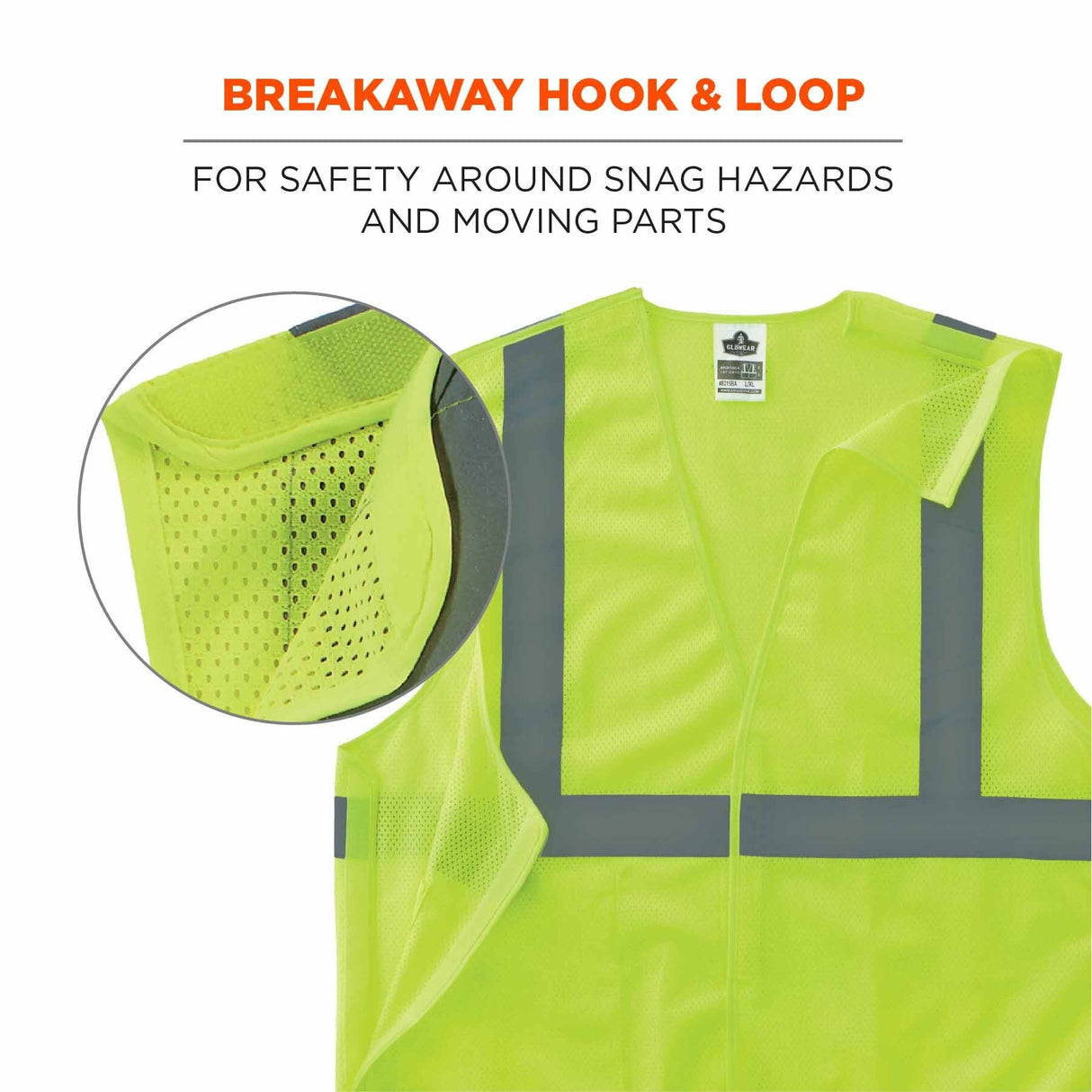 Ergodyne 24543 8215BA-S M Lime Class 2 Economy Breakaway Mesh Vest - Single Size - 6
