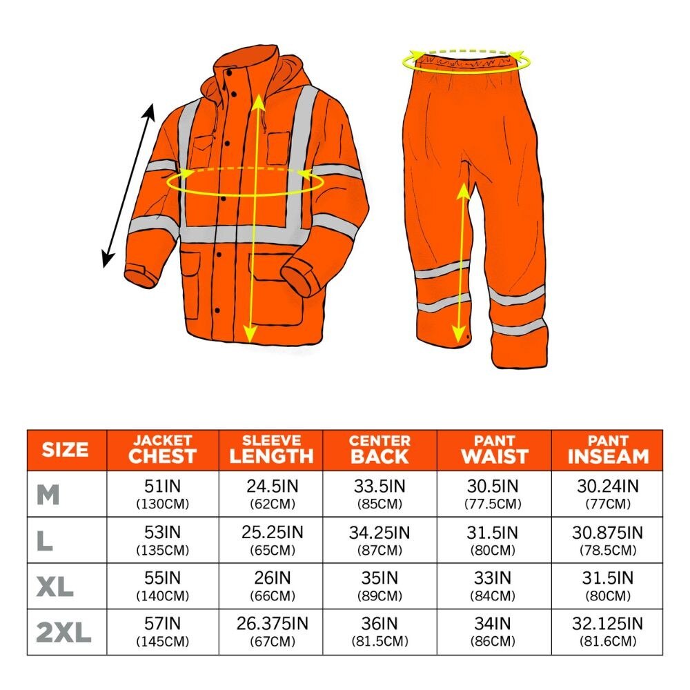 Ergodyne 25334 #8376K L Orange Lightweight HV Rain Suit - 6