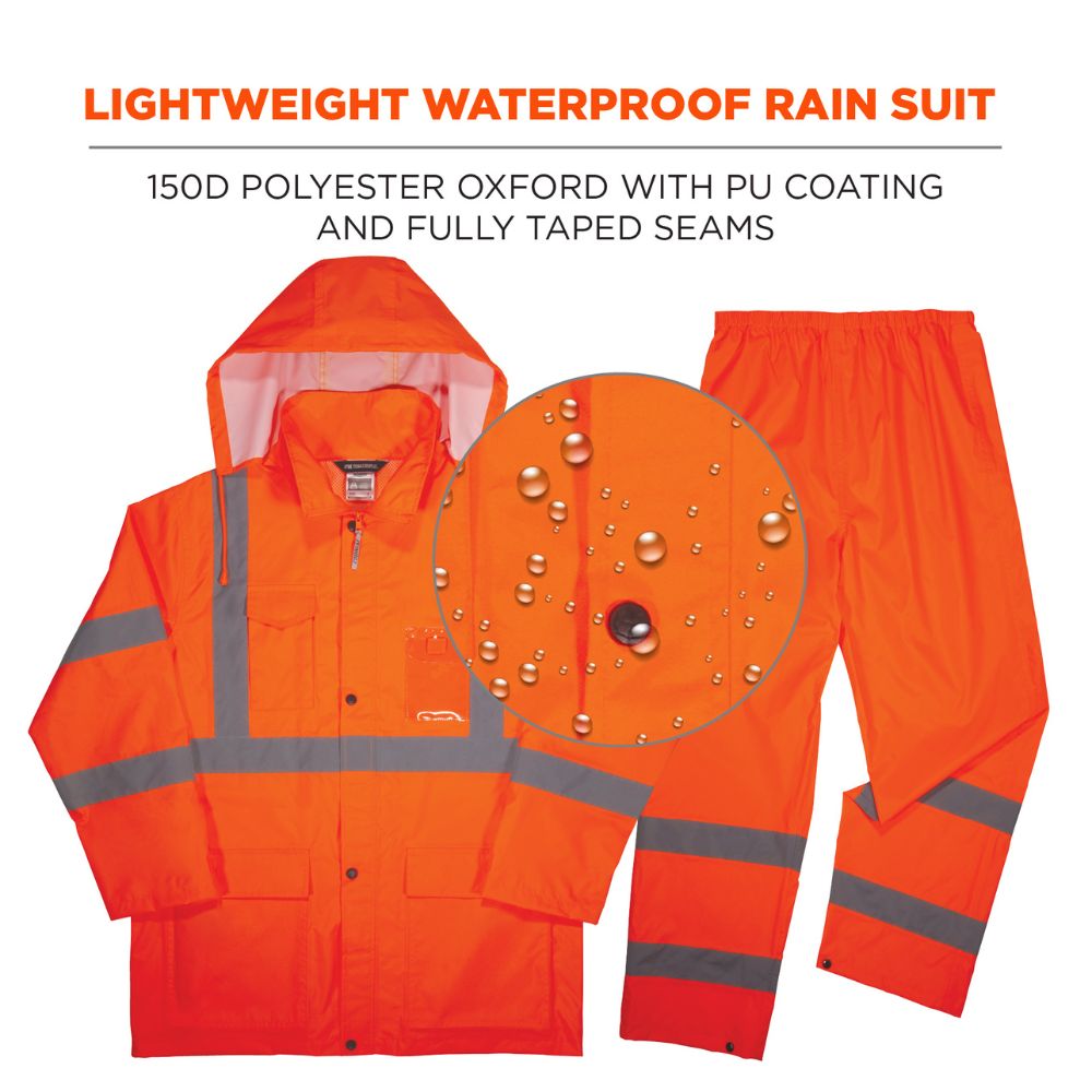 Ergodyne 25336 #8376K 2XL Orange Lightweight HV Rain Suit - 2