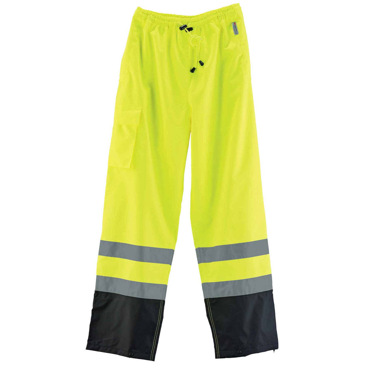 Ergodyne 25425 GloWear 8915BK Supplemental Class E Black Bottom Rain Pants, XL, HV Lime - 5