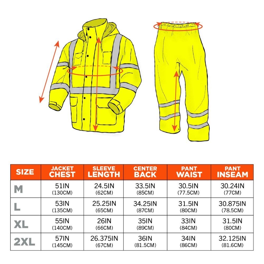 Ergodyne 25436 #8376K 2XL Lime Lightweight HV Rain Suit - 6