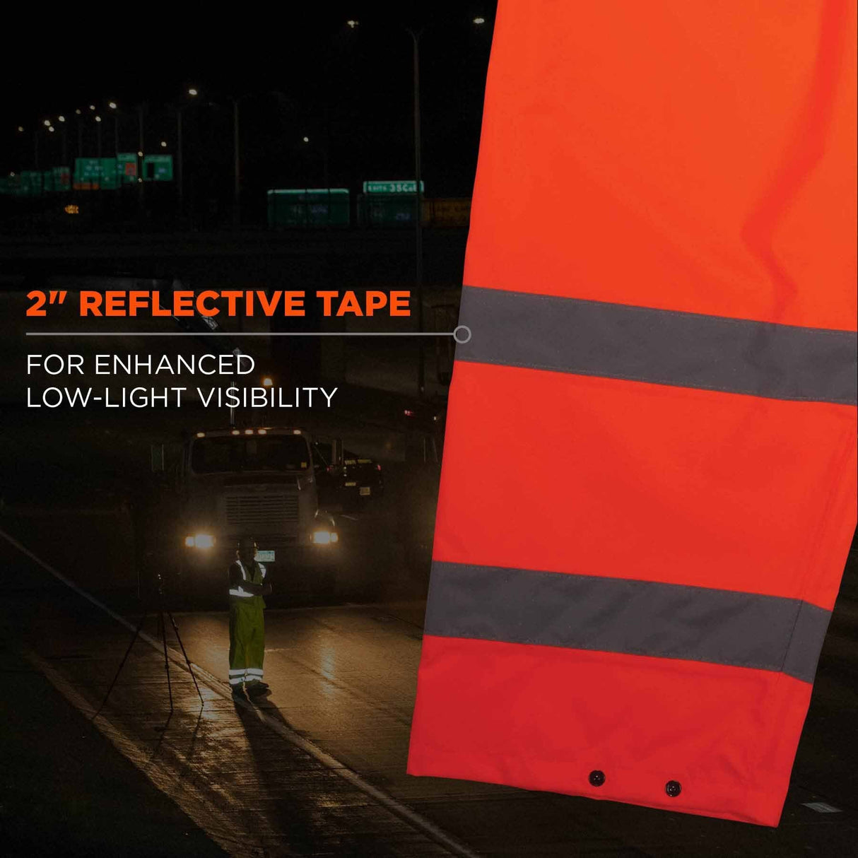 Ergodyne 25443 8916 M Orange Class E Lightweight Hi-Vis Rain Pants - 7
