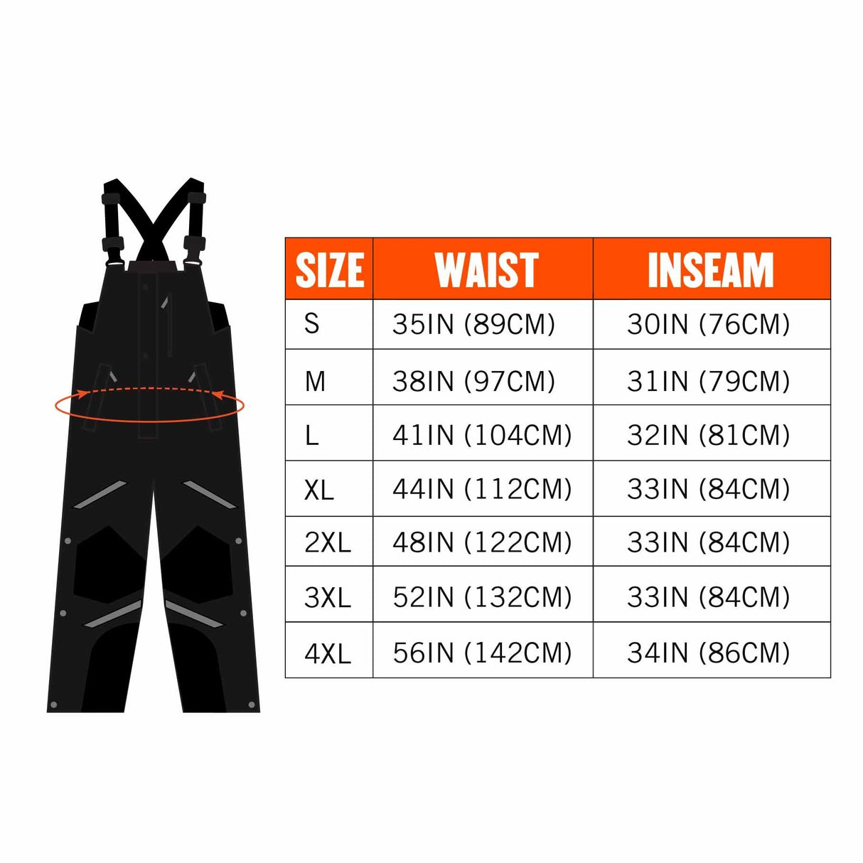Ergodyne 41218 6471 4XL Black Thermal Bibs - 500D Nylon Shell - 8