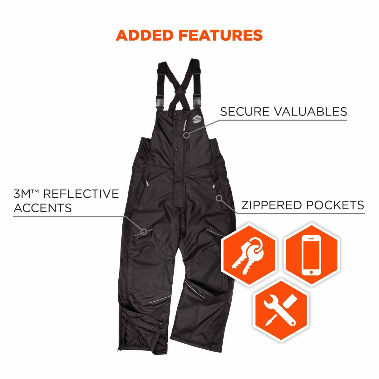 Ergodyne 41224 6472 L Black Thermal Bib - 300D Oxford Shell - 3
