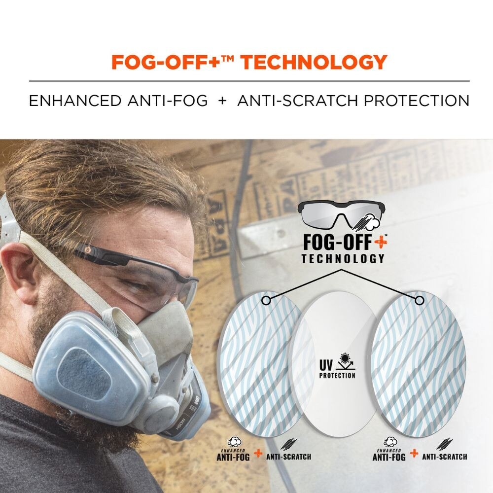 Ergodyne 50067 DELLENGER-AFS In/Outdoor Lens Matte Black Anti-Fog & Scratch-Resistant Glasses - 3