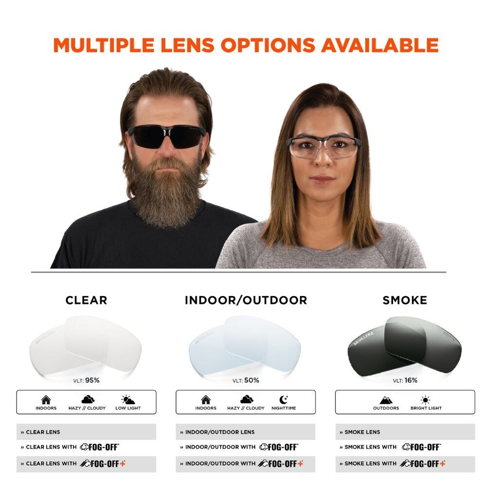 Ergodyne 50067 DELLENGER-AFS In/Outdoor Lens Matte Black Anti-Fog & Scratch-Resistant Glasses - 5