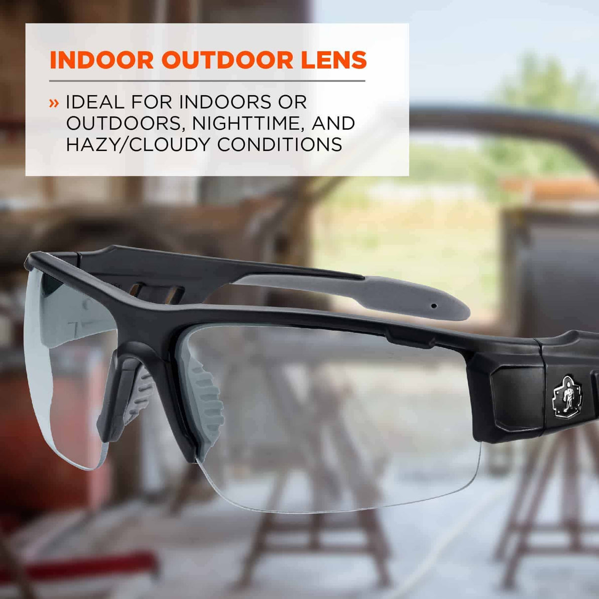 Ergodyne 52480 DAGR In/Outdoor Lens Matte Black Safety Glasses - 6