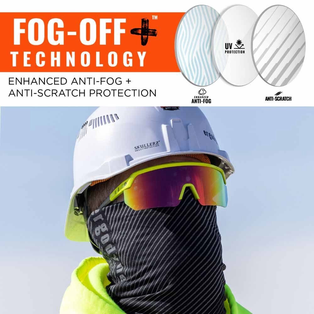 Ergodyne 55016 AEGIR-AFASM Lime Frame Purple Mirror Lens Anti Scratch Anti Fog Safety Glasses - 3