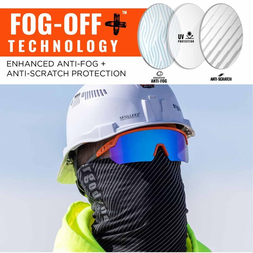 Ergodyne 55022 AEGIR-AFASM Orange Frame Blue Mirror Lens Anti Scratch Anti Fog Safety Glasses - 3