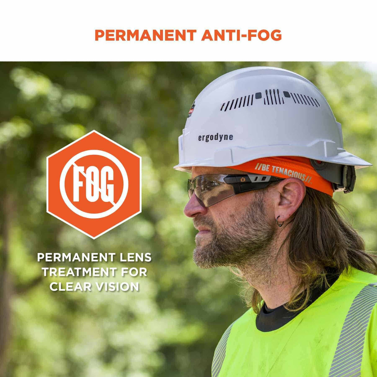 Ergodyne 59180 SAGA In/Outdoor Lens Matte Black Frameless Safety Glasses - 7