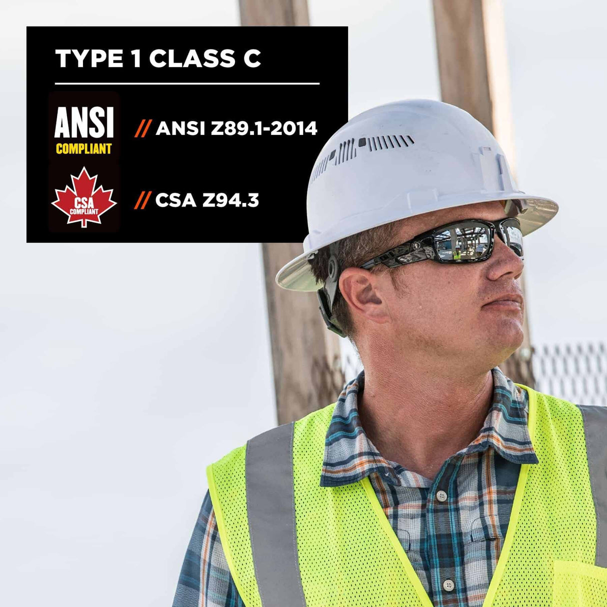 Ergodyne 60154 8973 White Class C Hard Hat Full Brim - 13