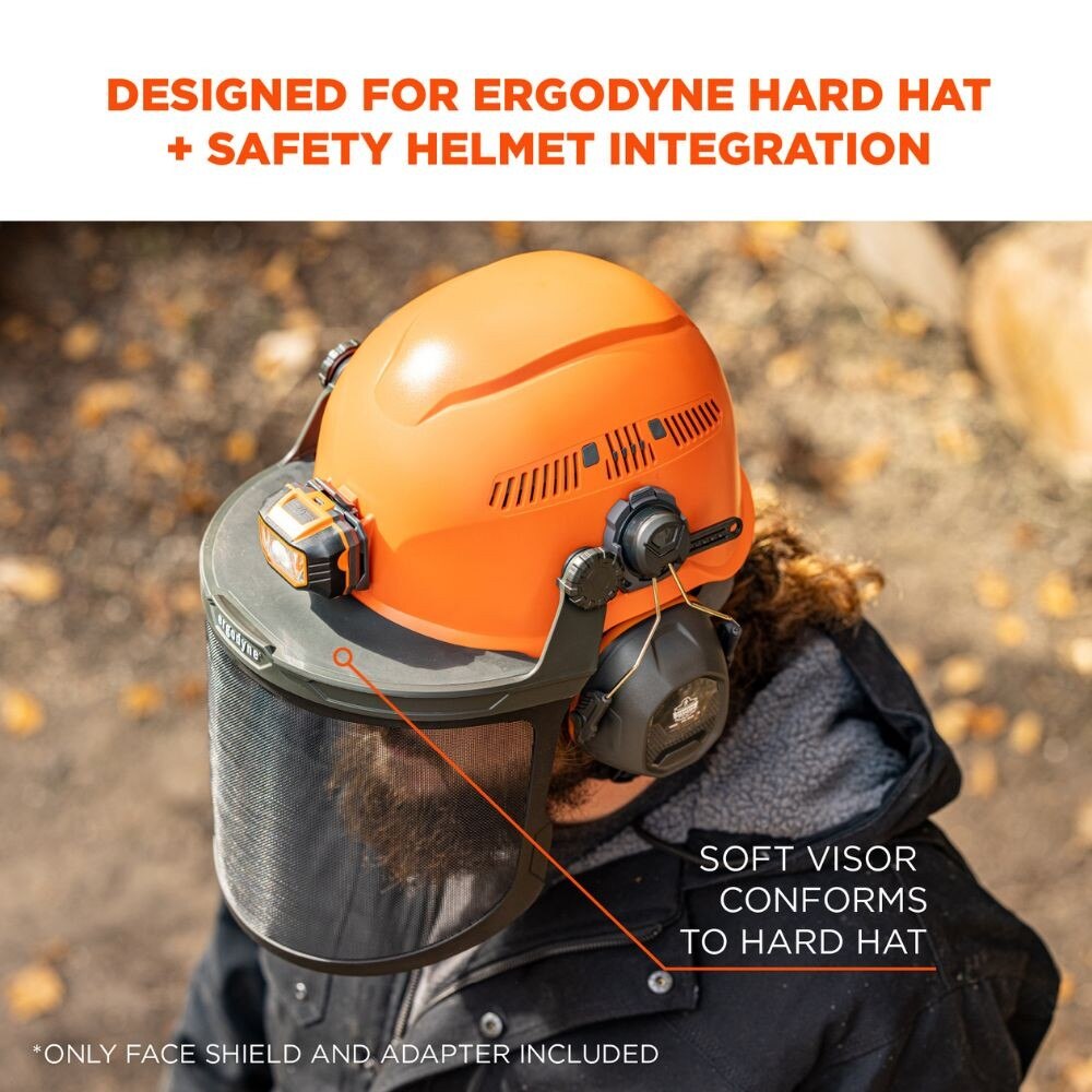 Ergodyne 60247 #8989 Gray Mesh Face Shield for Hard Hat & Safety Helmet - 2