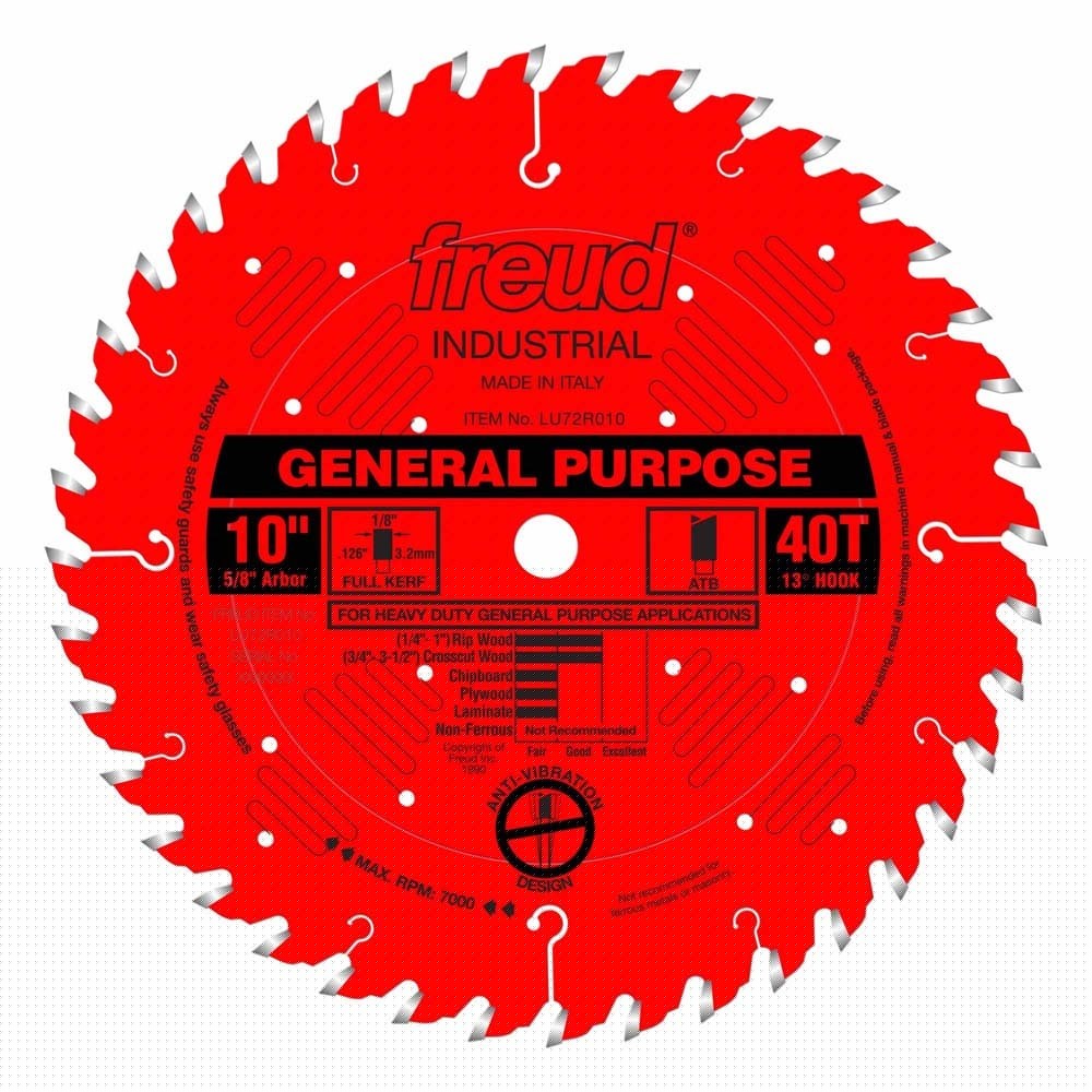 Freud LU72R010 10" 40T General Purpose Table Saw Blade