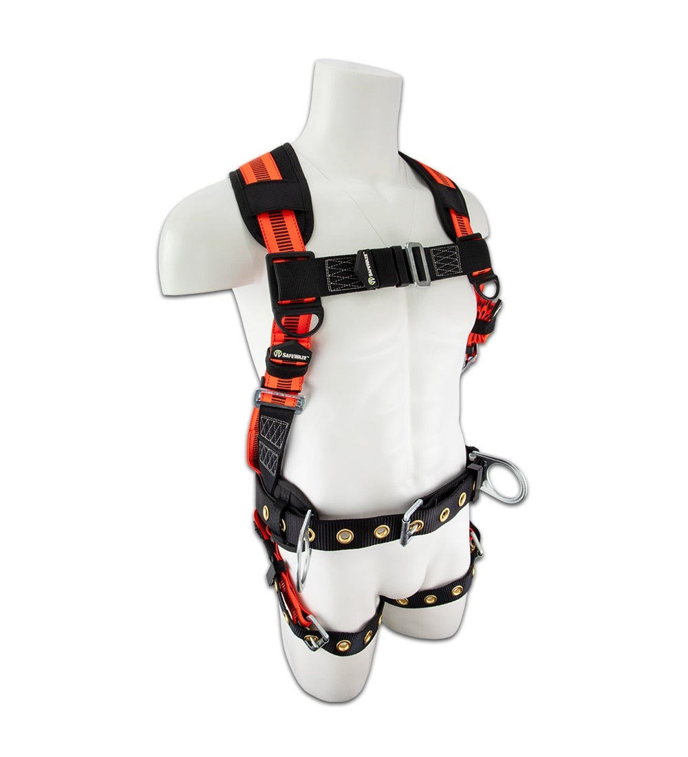 Safewaze FS99160-E-QC-M V-Line Construction Harness: 3D, QC Chest, QC Legs Medium