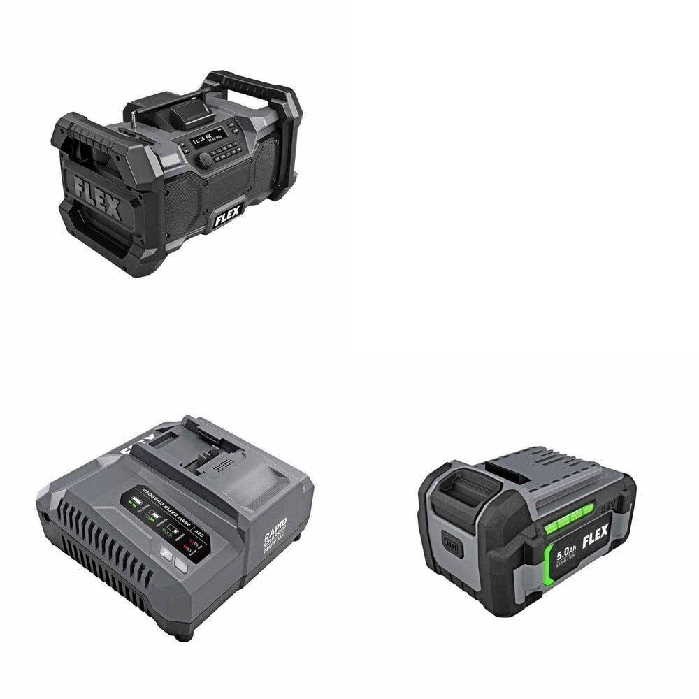 Flex FX0421-Z Rapid Charger Kit W/ FREE Jobsite Radio and FREE Battery