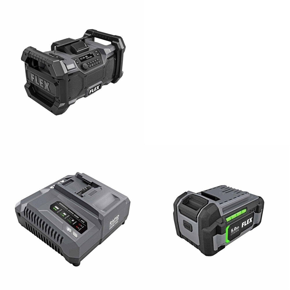 Flex FX0421-Z Rapid Charger Kit W/ FREE Jobsite Radio and FREE Battery