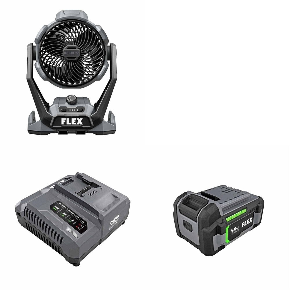 Flex FX0421-Z Rapid Charger Kit W/ FREE Jobsite Fan and FREE Battery
