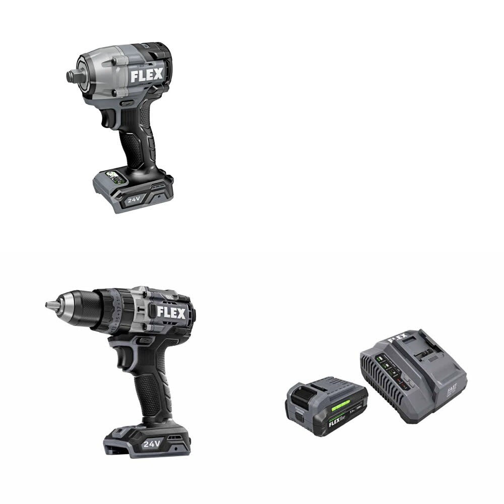 Flex FX1431-Z Impact Wrench Kit W/ FX1271T-Z Hammer Drill and FREE FX0411-1F Kit