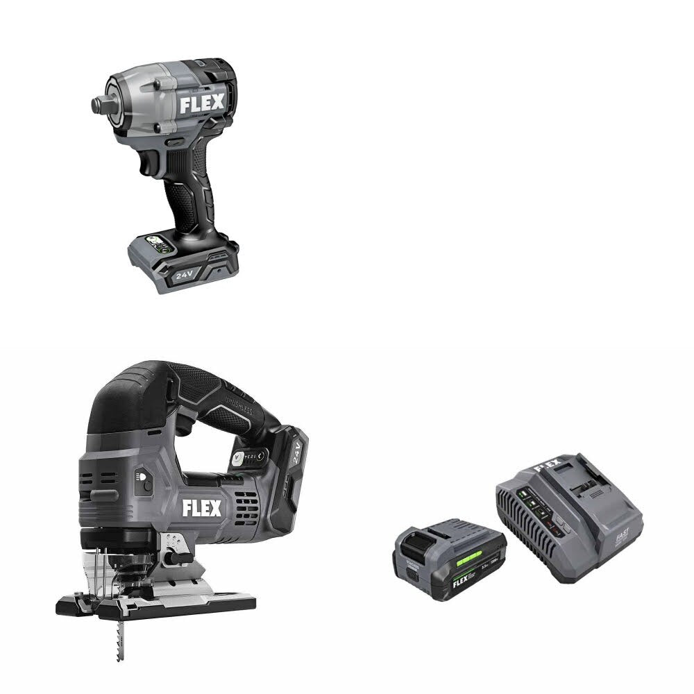 Flex FX1431-Z Impact Wrench Kit W/ FX2231-Z Jig Saw and FREE FX0411-1F Kit