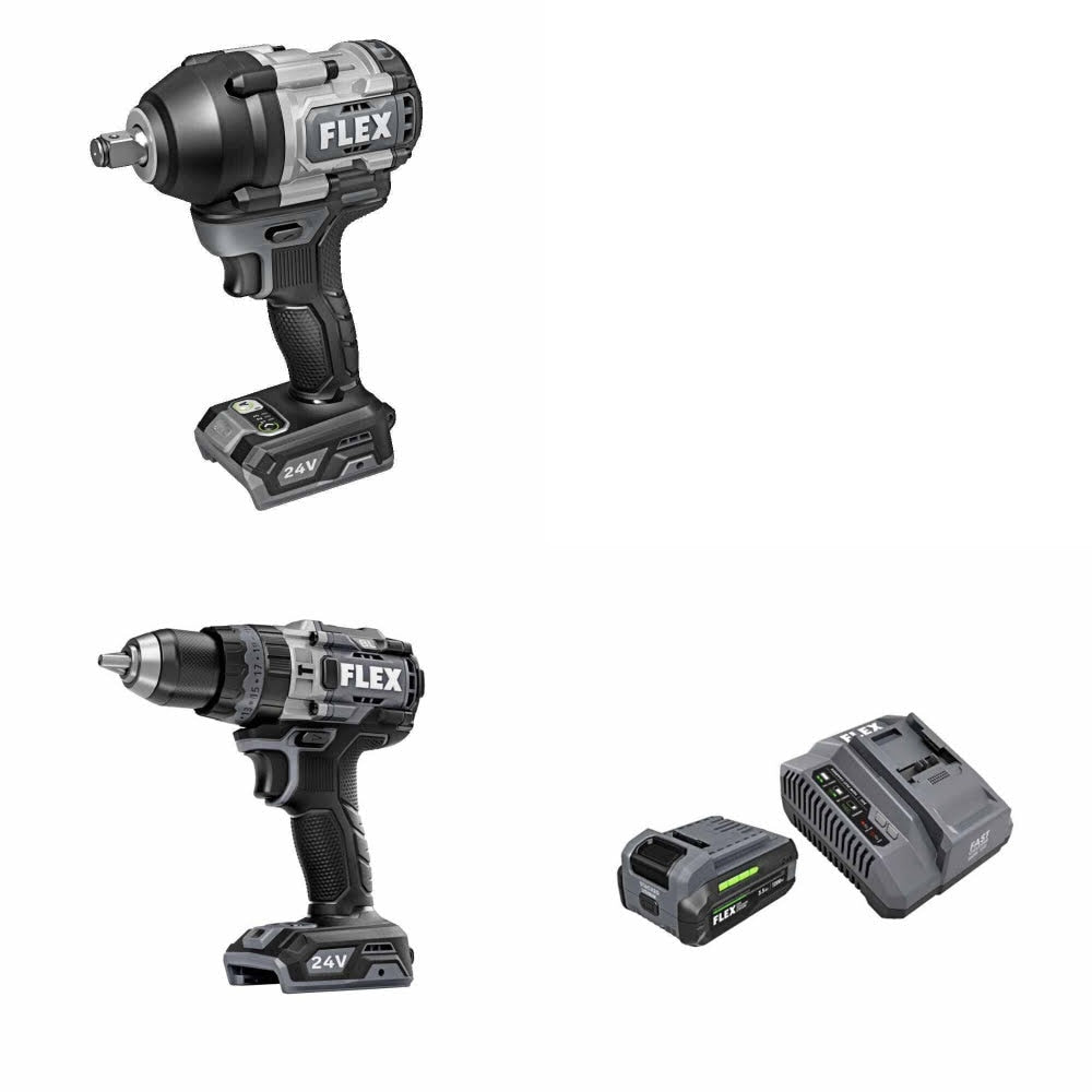 Flex FX1451-Z Impact Wrench Kit W/ FX1271T-Z Hammer Drill and FREE FX0411-1F Kit