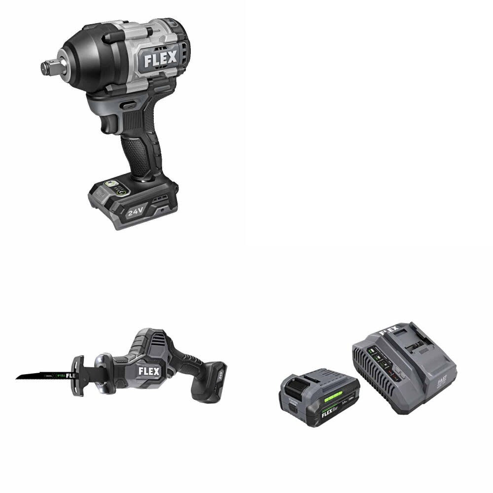 Flex FX1451-Z Impact Wrench Kit W/ FX2241-Z Recip Saw and FREE FX0411-1F Kit