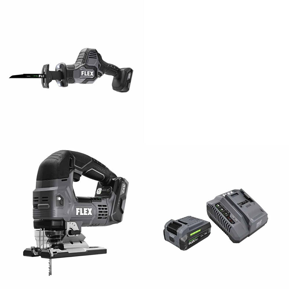 Flex FX2241-Z Reciprocating Saw Kit W/ FX2231-Z Jig Saw and FREE FX0411-1F Kit