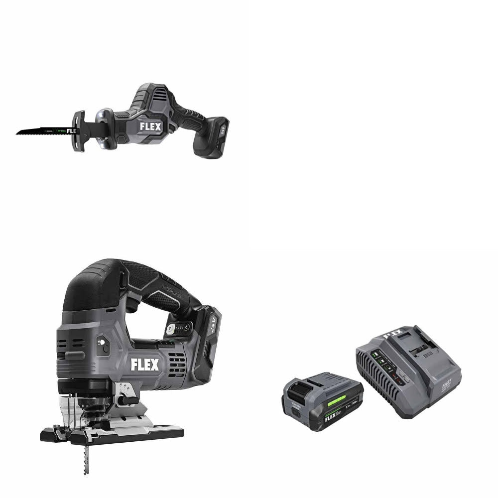Flex FX2241-Z Reciprocating Saw Kit W/ FX2231-Z Jig Saw and FREE FX0411-1F Kit