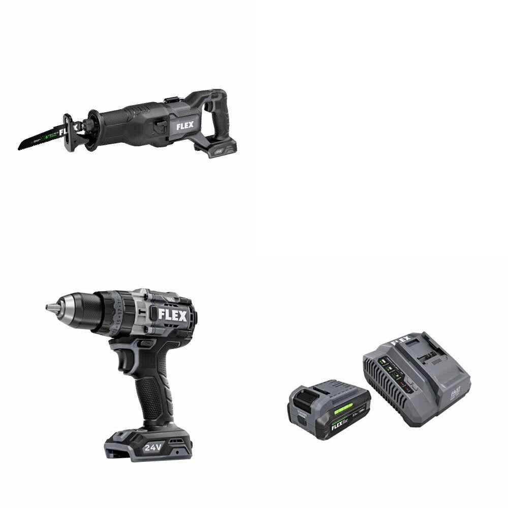 Flex FX2271-Z Reciprocating Saw Kit W/ FX1271T-Z Hammer Drill and FREE FX0411-1F Kit