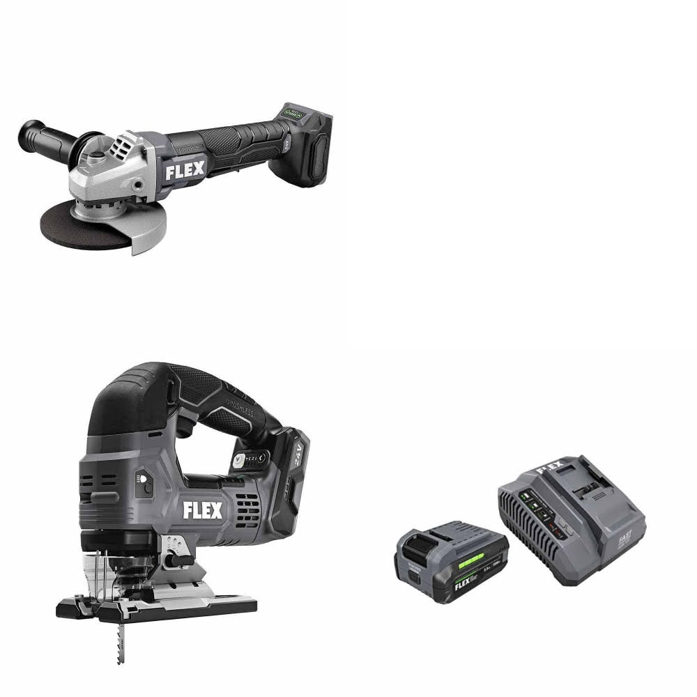 Flex FX3171A-Z Angle Grinder Kit W/ FX2231-Z Jig Saw and FREE FX0411-1F Kit