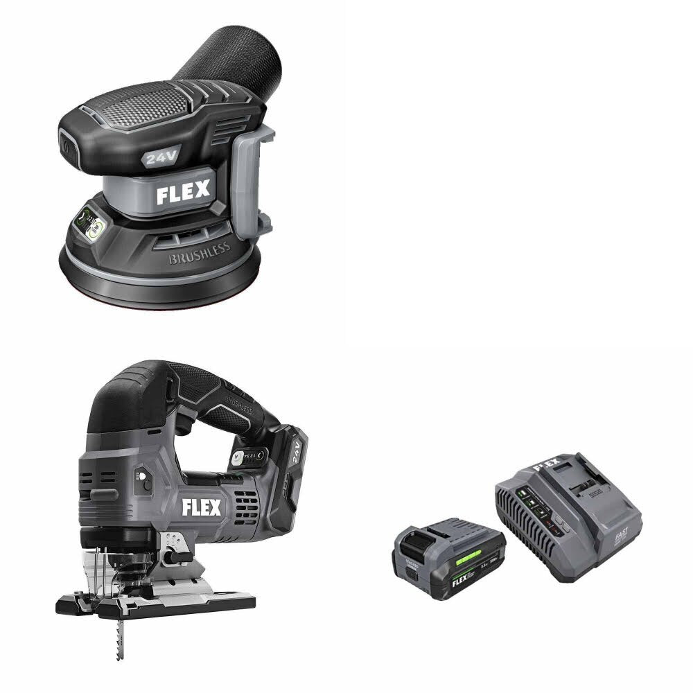 Flex FX3411-Z Orbital Sander Kit W/ FX2231-Z Jig Saw and FREE FX0411-1F Kit