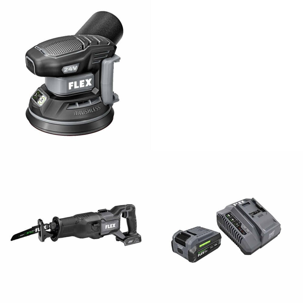 Flex FX3411-Z Orbital Sander Kit W/ FX2271-Z Recip Saw and FREE FX0411-1F Kit