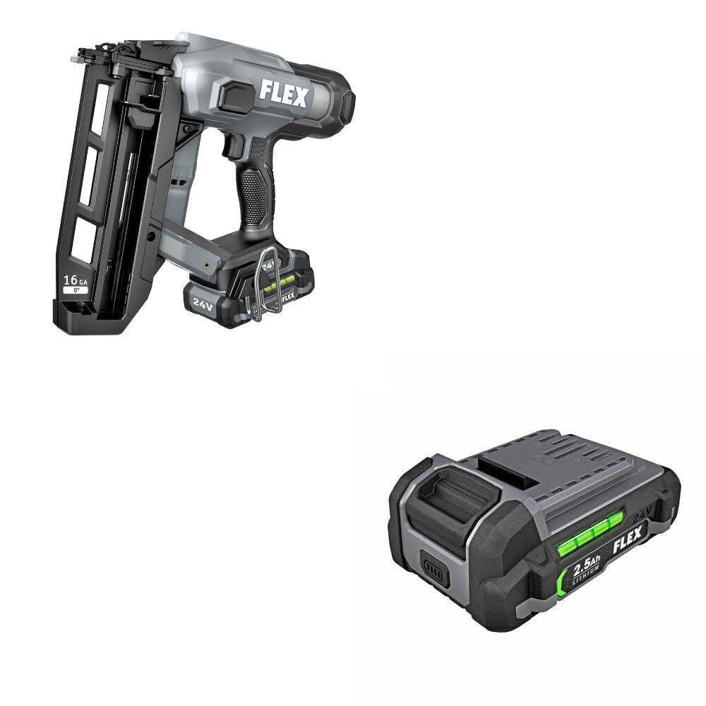 Flex FX4321-1A 16Ga Straight Nailer Kit W/ FREE FX0111-1 24V 2.5Ah Battery