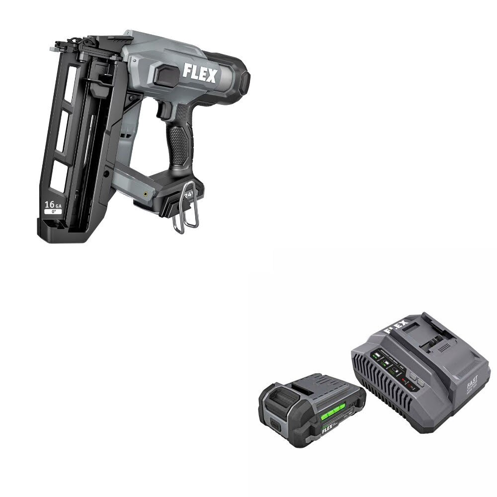 Flex FX4321A-Z 16Ga Angled Nailer, Bare W/ FREE FX0411-1A 2.5Ah Starter Kit