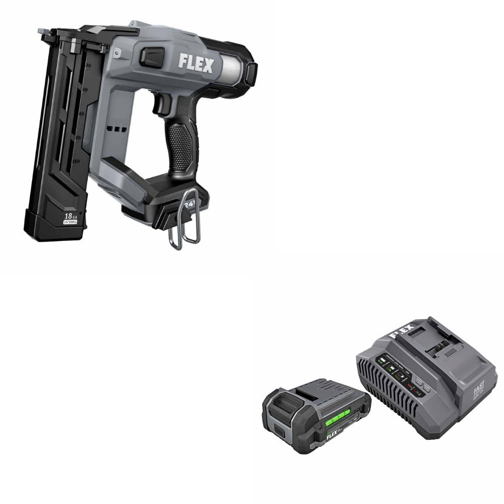 Flex FX4511-Z Narrow Crown Stapler Kit W/ FX0411-1A 2.5Ah Battery