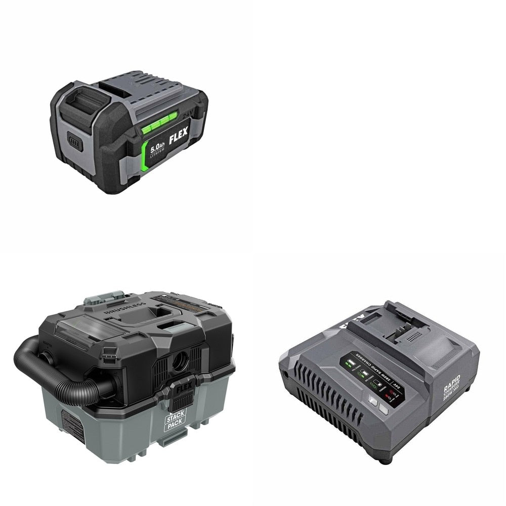 Flex FX5231-Z STACK PACK 2.5 Gallon Wet-Dry Vacuum Kit W/ FREE Battery and FREE