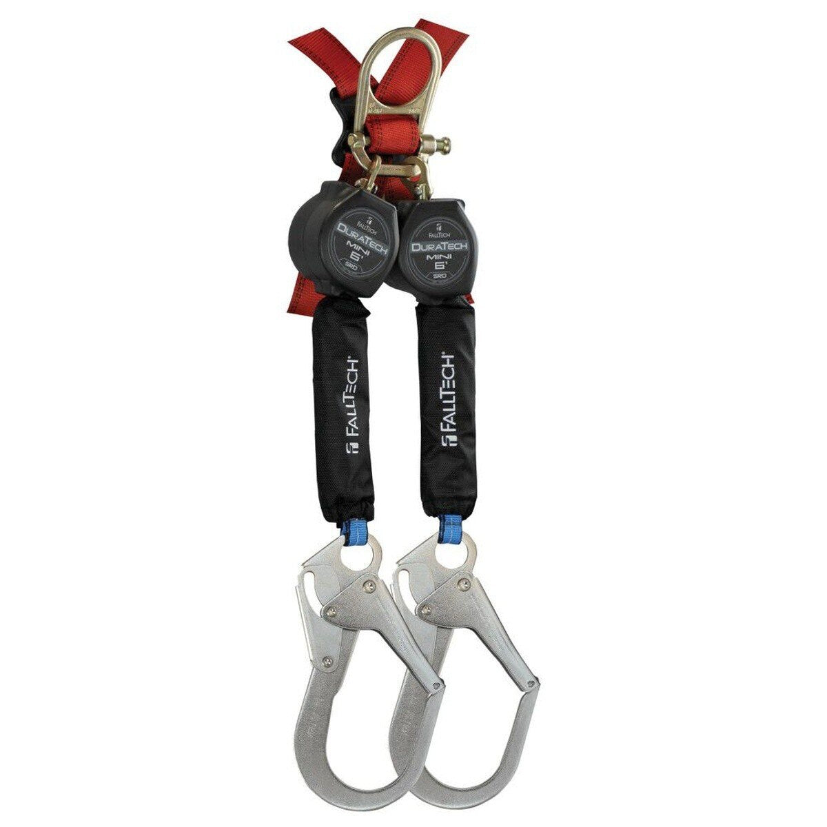 FallTech 72706TH3 6 Ft Dual Leg Mini Personal SRL with Steel Rebar Hooks and Triple Lock Dorsal Connector