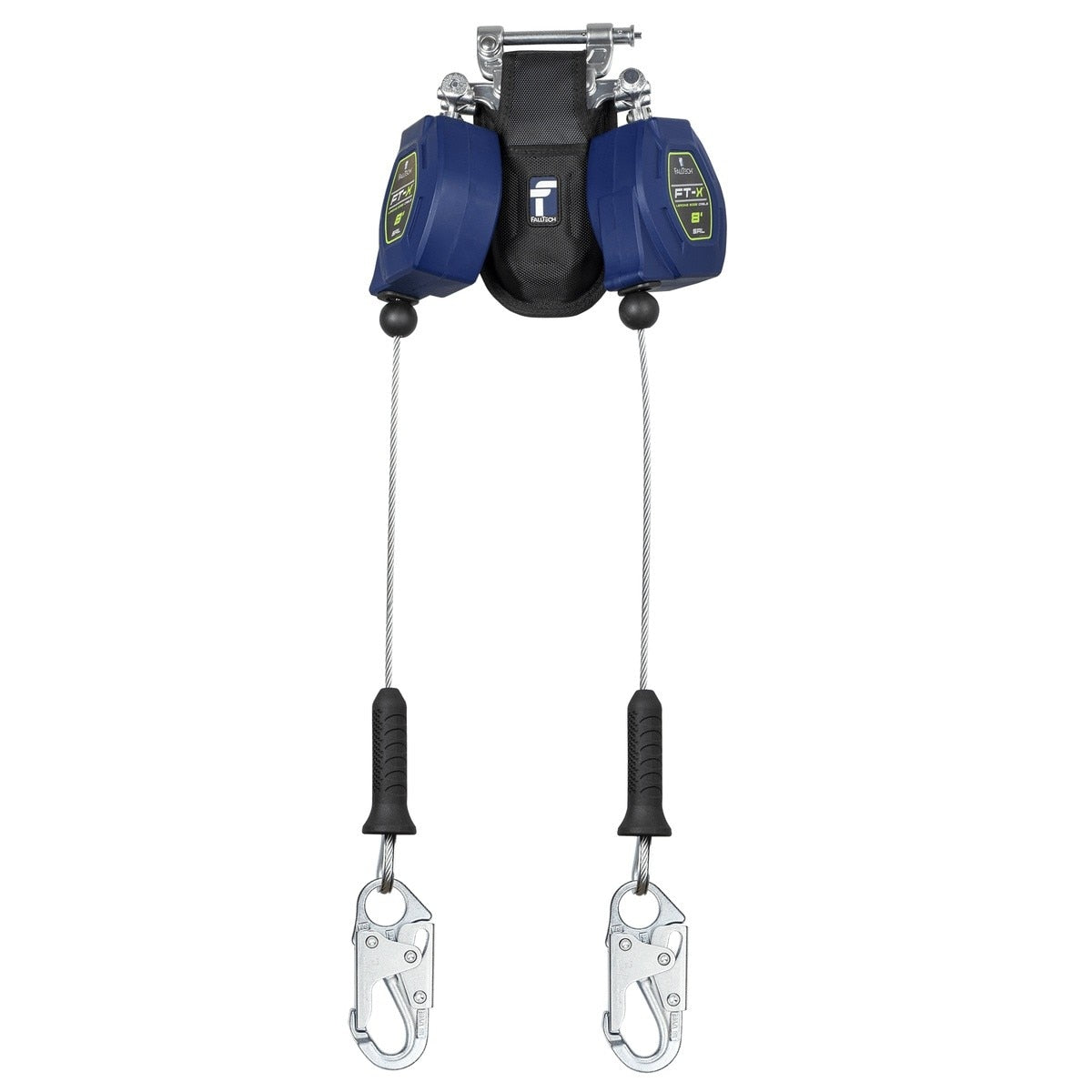 FallTech 82808TP1 8' Class 2 Leading Edge Twin-Leg Personal SRL-P with Steel Snap Hooks