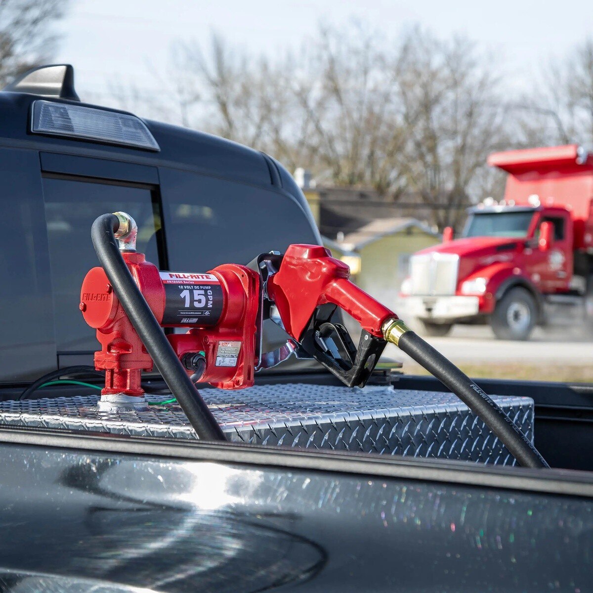 Fill-Rite FR1210HA 12V DC 15 GPM Fuel Transfer Pump Kit with Auto Nozzle and 3/4" x 12' Hose (1 Kit) - 5