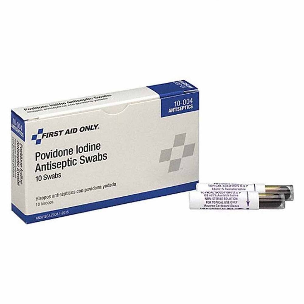 First Aid Only 10-004-001 Povidone Iodine Antiseptic Swabs for Minor Cuts and Abrasions (10 Swabs)
