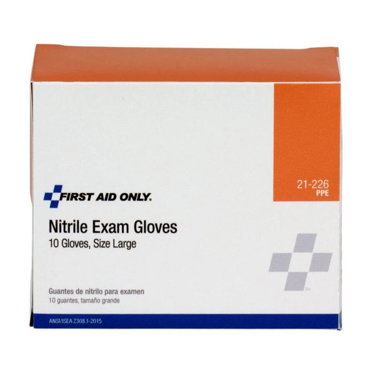 First Aid Only 21-226-001 Nitrile Exam Gloves Large Powder Free Latex Free (10 Gloves)