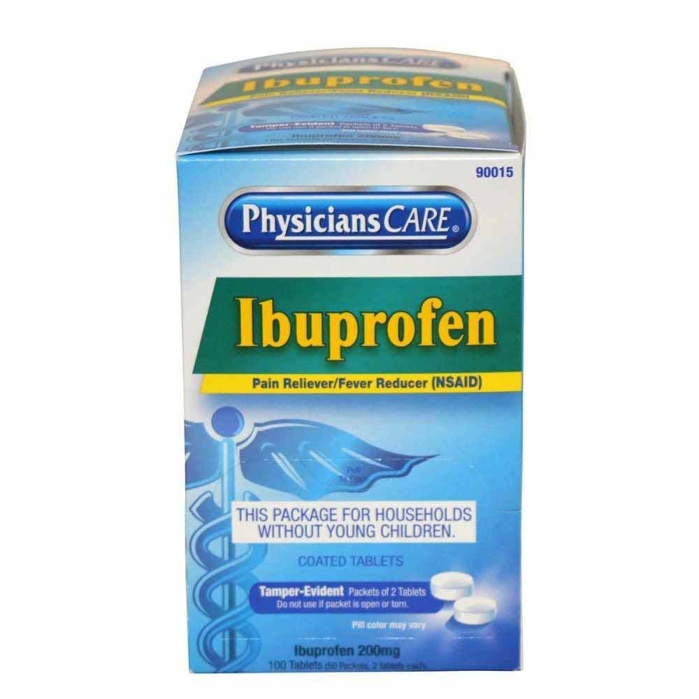 First Aid Only 90015-004 PhysiciansCare Ibuprofen Pain Reliever 200mg Tablets (50 Packets of Two) - 3