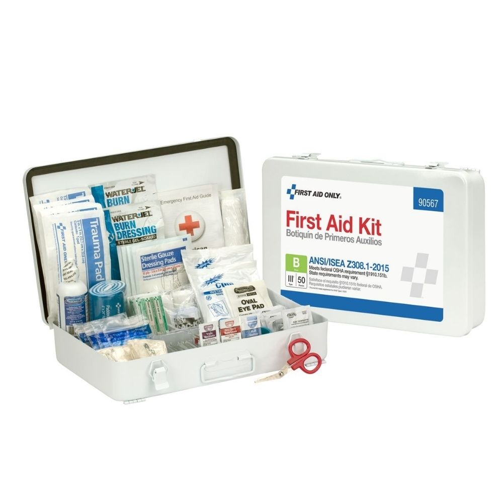 First Aid Only 90567 50 Person First Aid Kit, ANSI B, Metal Case